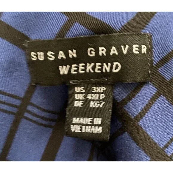 Susan Graver Weekend Regular Plaid Tunic Top 3XP Stretch Lightweight Classy 9840 - Picture 8 of 9